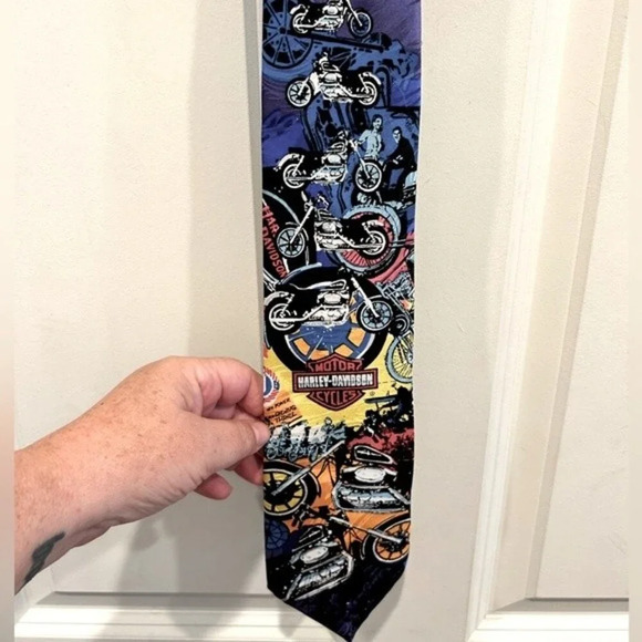 Vintage Ralph Marlin RM Style Mens Harley-Davidson 90th Anniversary‎ Silk Tie - Picture 1 of 9
